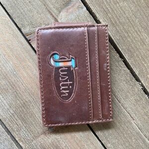 Justin Boots genuine leather CARD WALLET men's new in box